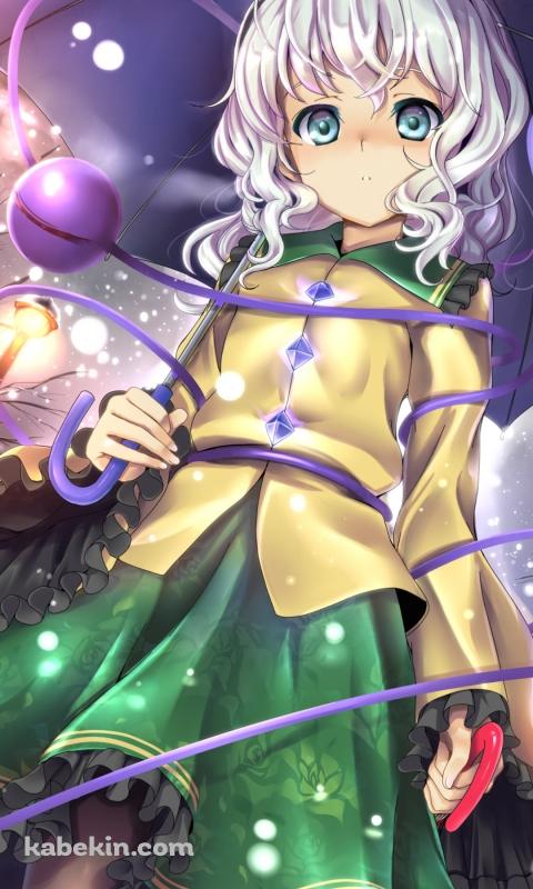 雪が降る中、傘をさす古明地こいし / 東方のAndroidの壁紙(480px x 800px) スマホ用