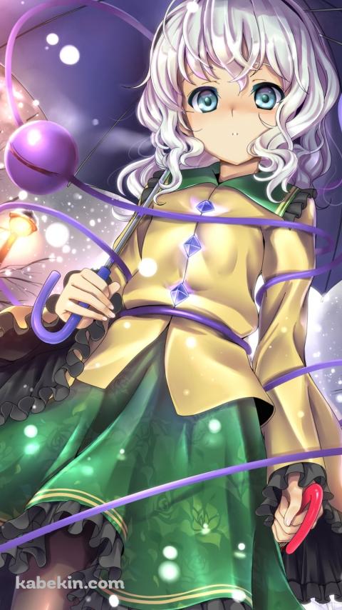 雪が降る中、傘をさす古明地こいし / 東方のAndroidの壁紙(480px x 854px) スマホ用