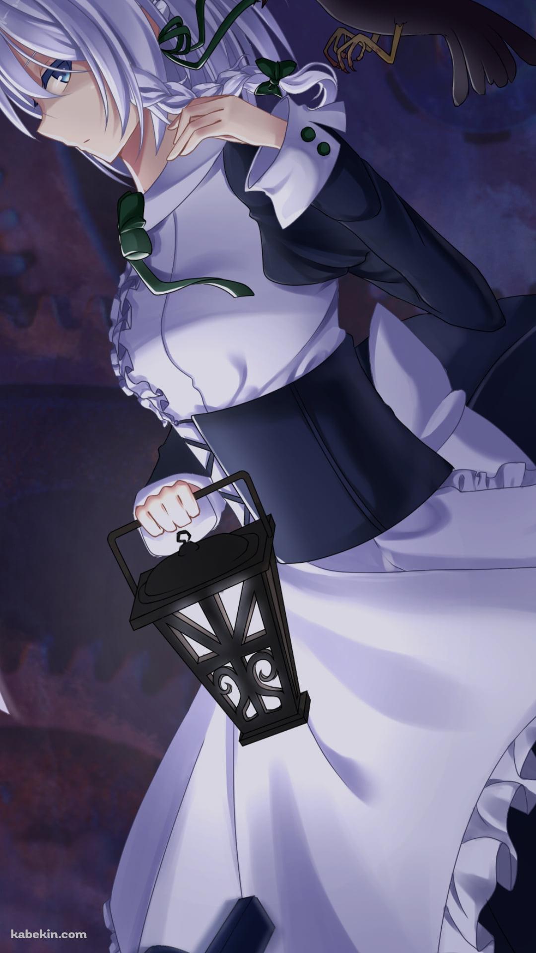 黒いカラスとメイド姿の十六夜咲夜 / 東方のAndroidの壁紙(1080px x 1920px) スマホ用