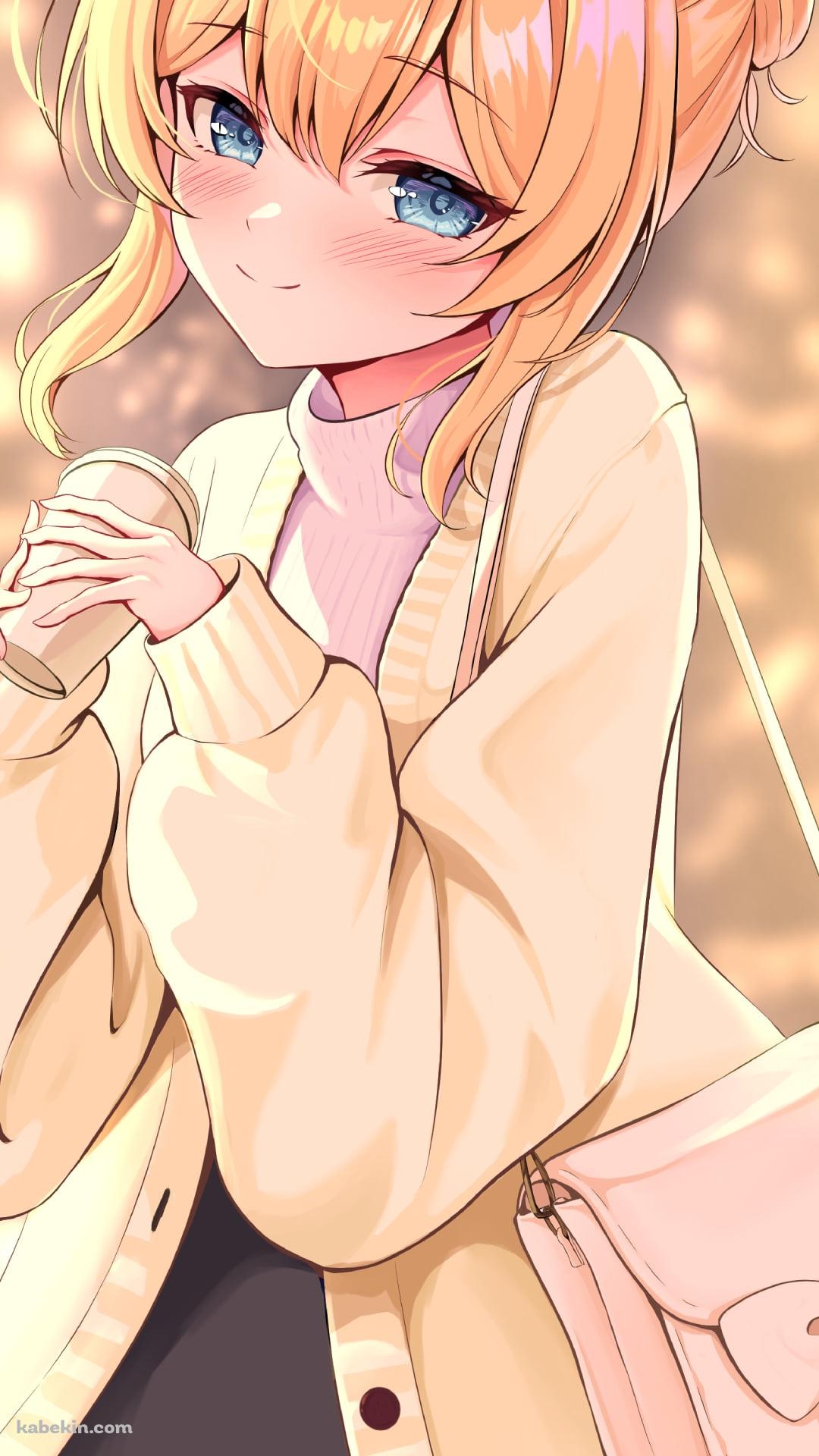 ホットコーヒーを持つ伊落マリー / リボンのついたピンクのバッグ / ブルアカのAndroidの壁紙(1080px x 1920px) スマホ用