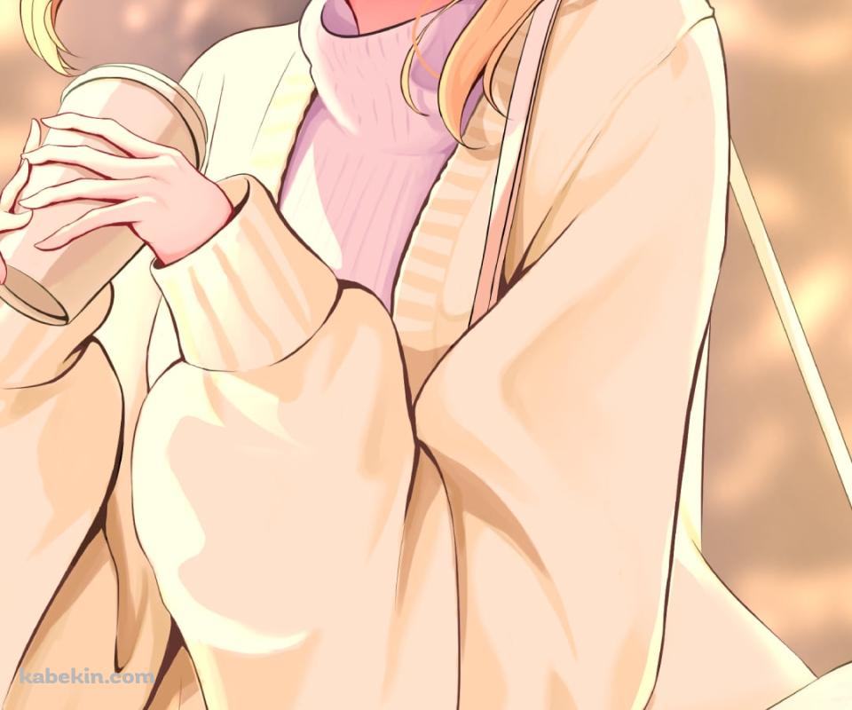 ホットコーヒーを持つ伊落マリー / リボンのついたピンクのバッグ / ブルアカのAndroidの壁紙(960px x 800px) スマホ用