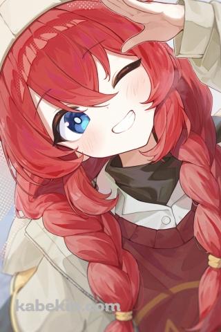 ウィンクして挨拶する小塗マキ / ブルアカのAndroidの壁紙(320px x 480px) スマホ用