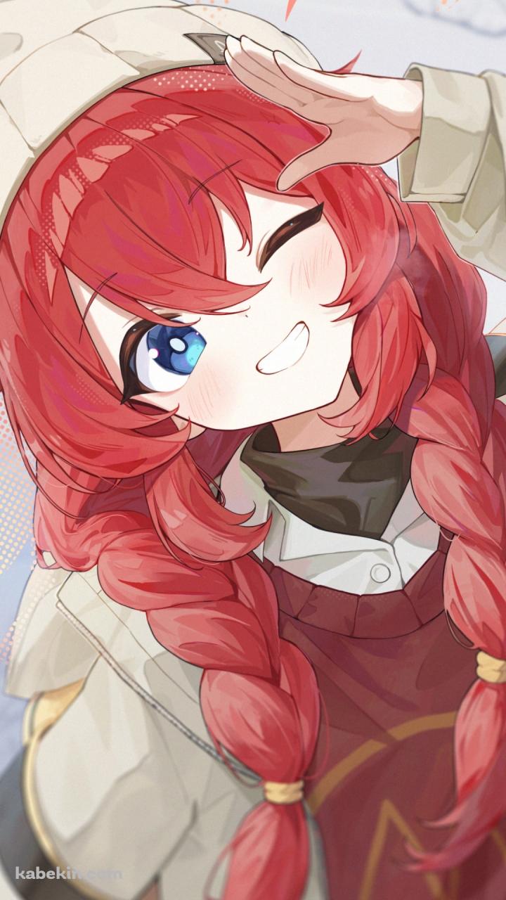 ウィンクして挨拶する小塗マキ / ブルアカのAndroidの壁紙(720px x 1280px) スマホ用