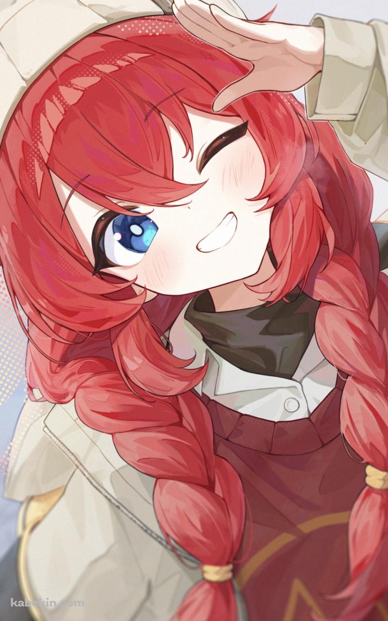 ウィンクして挨拶する小塗マキ / ブルアカのAndroidの壁紙(800px x 1280px) スマホ用