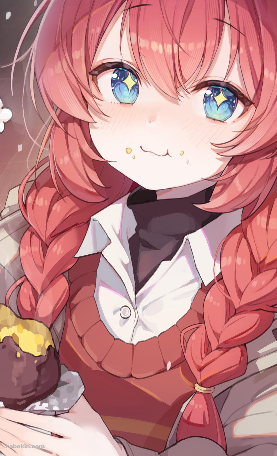 焼き芋を食べる小塗マキ / ブルアカのAndroidの壁紙(1080px x 1776px) スマホ用