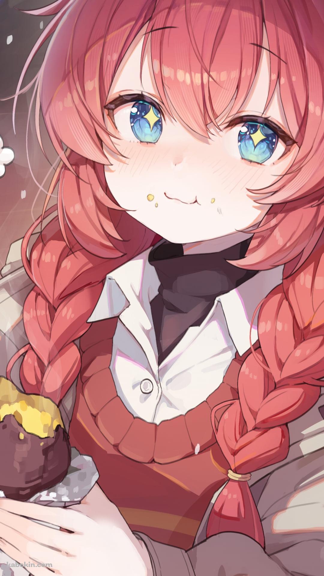 焼き芋を食べる小塗マキ / ブルアカのAndroidの壁紙(1080px x 1920px) スマホ用