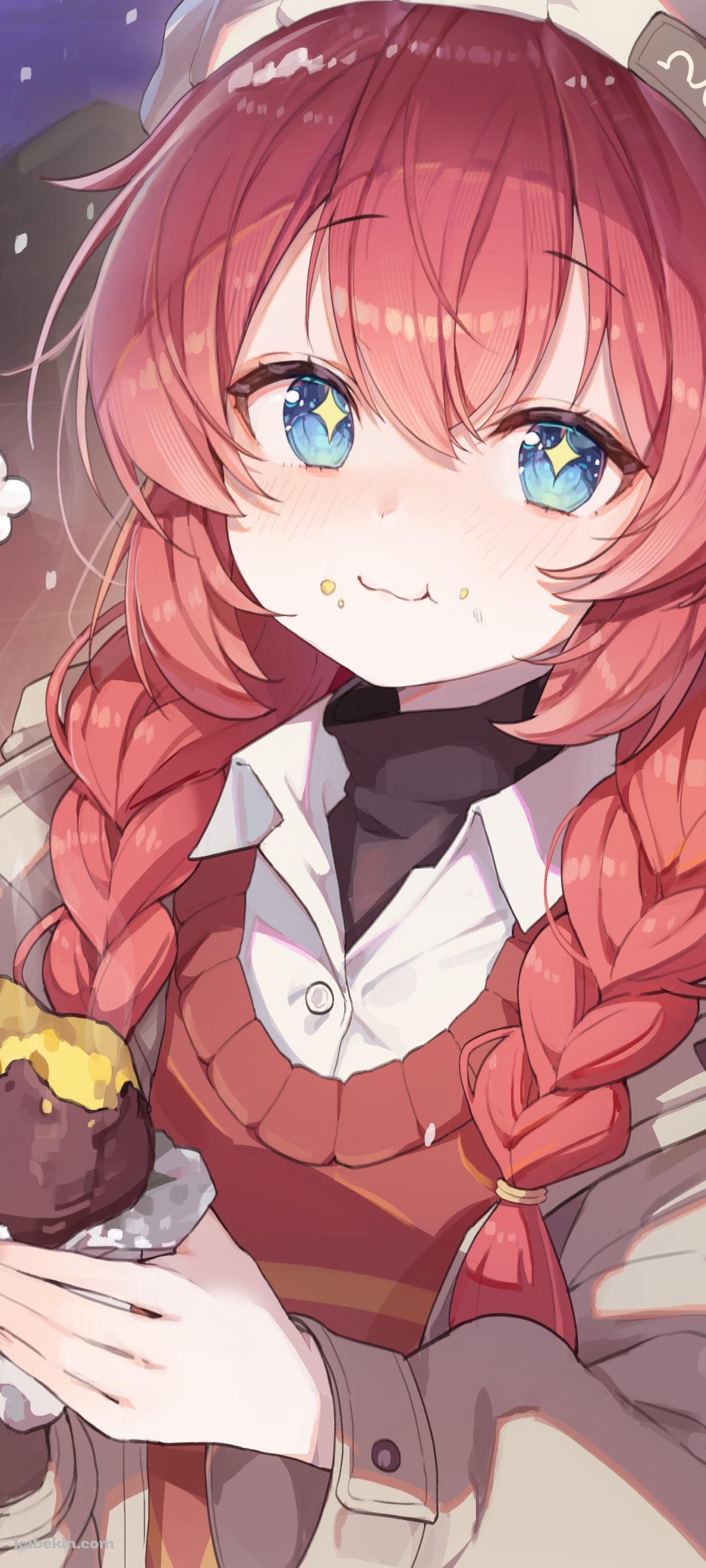 焼き芋を食べる小塗マキ / ブルアカのAndroidの壁紙(1080px x 2400px) スマホ用