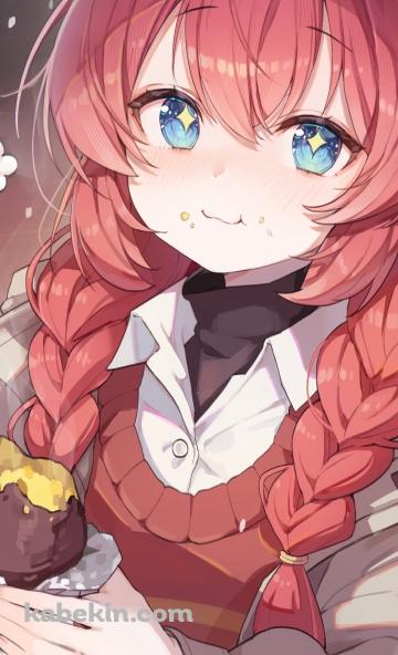 焼き芋を食べる小塗マキ / ブルアカのAndroidの壁紙(360px x 592px) スマホ用