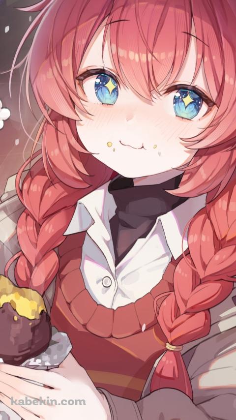 焼き芋を食べる小塗マキ / ブルアカのAndroidの壁紙(480px x 854px) スマホ用