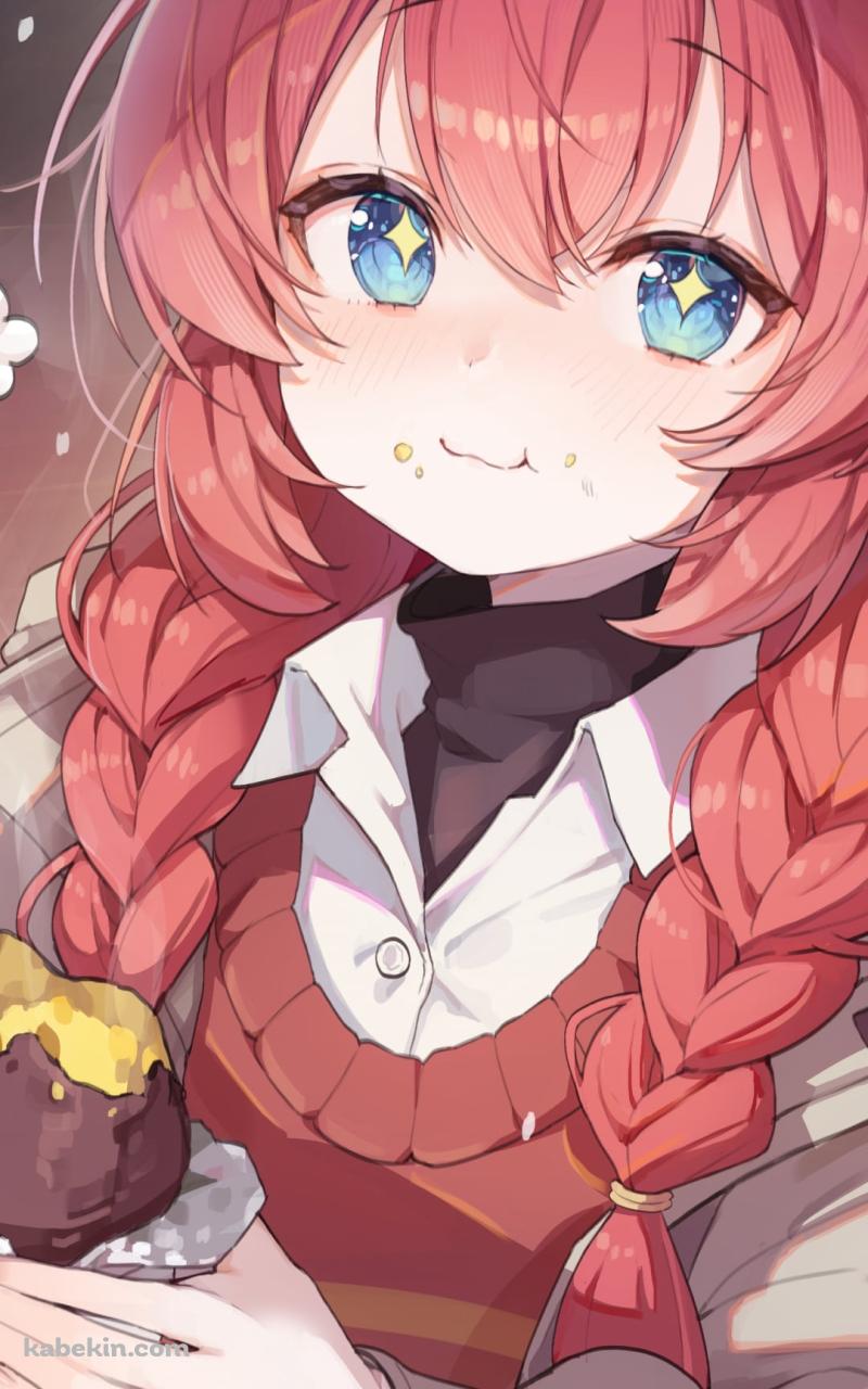 焼き芋を食べる小塗マキ / ブルアカのAndroidの壁紙(800px x 1280px) スマホ用