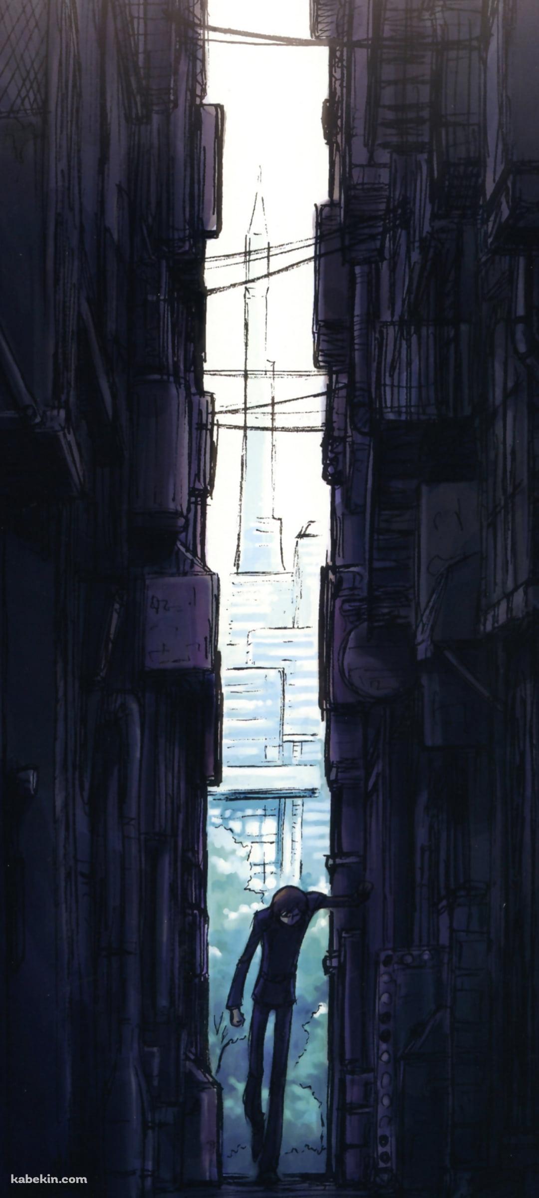 ビルの間を歩くルルーシュ・ランペルージ / コードギアスのAndroidの壁紙(1080px x 2400px) スマホ用