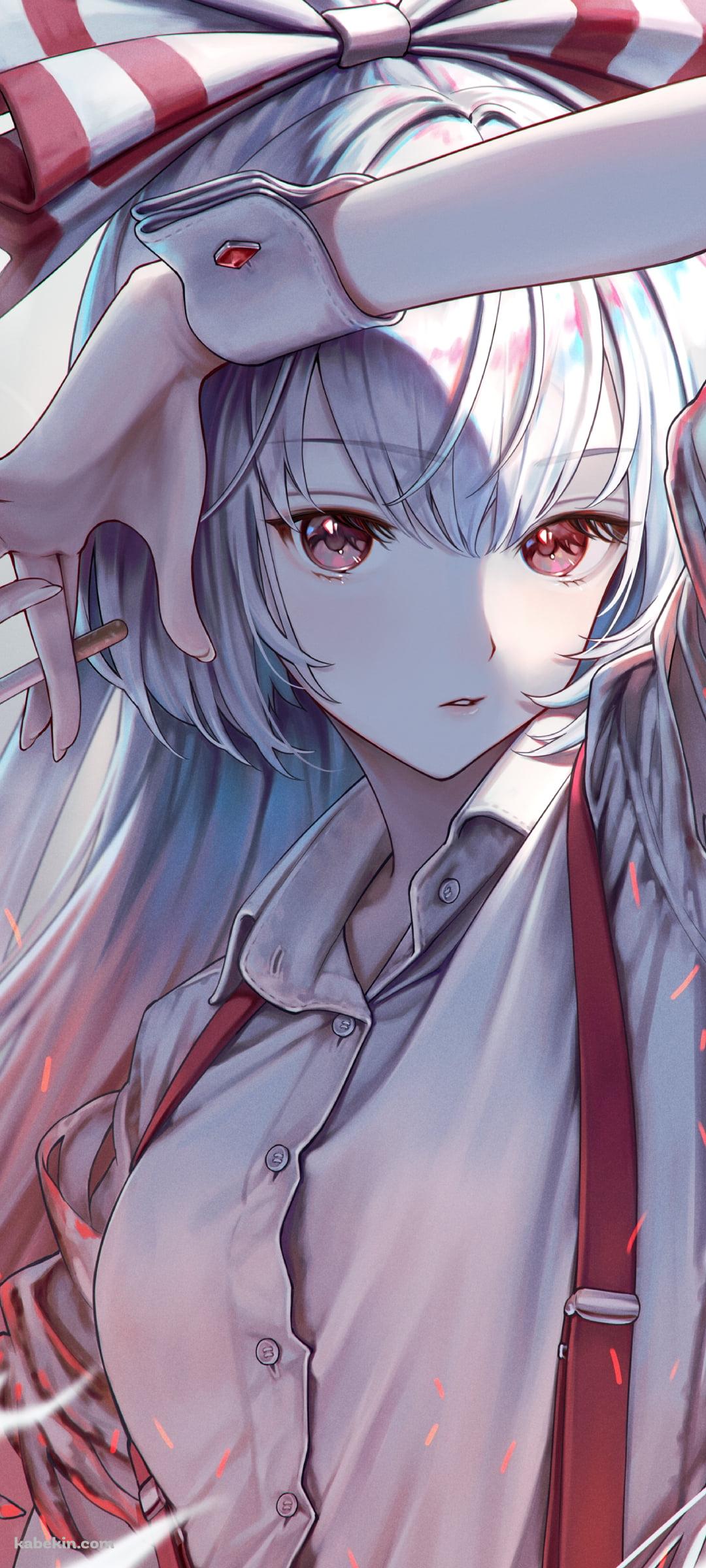 タバコを吸うかっこいい藤原妹紅 / 東方のAndroidの壁紙(1080px x 2400px) スマホ用