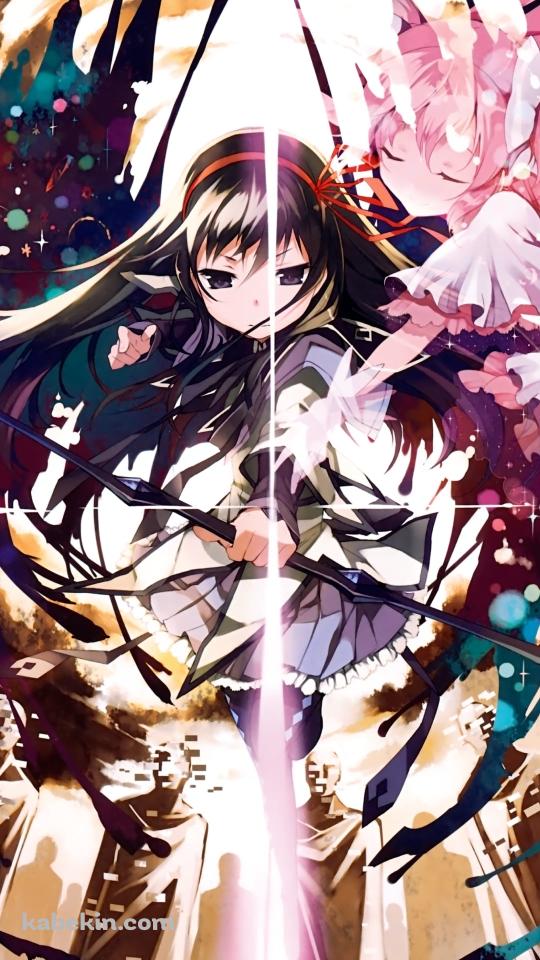 黒い弓をかまえる暁美ほむら / 魔法少女まどか☆マギカのAndroidの壁紙(540px x 960px) スマホ用