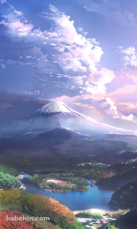 湖と富士山と森 / 綺麗のAndroidの壁紙(480px x 800px) スマホ用