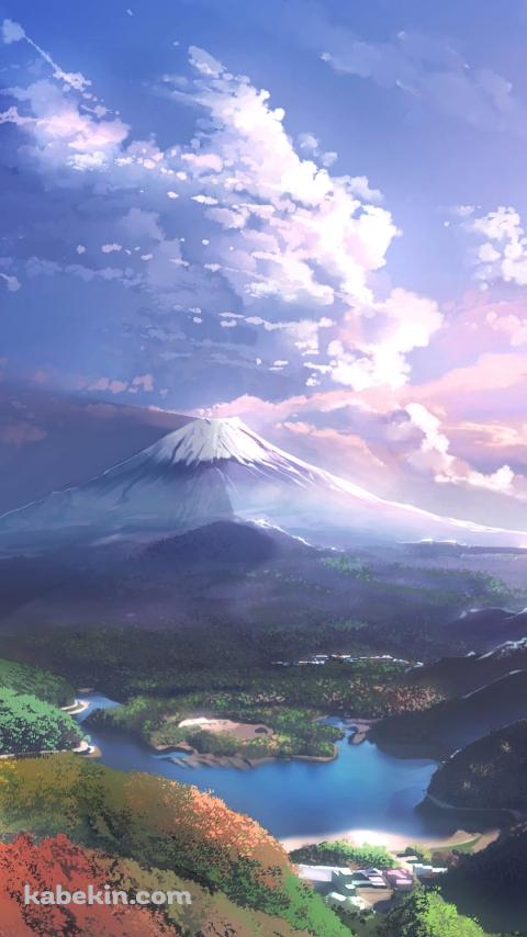 湖と富士山と森 / 綺麗のAndroidの壁紙(480px x 854px) スマホ用