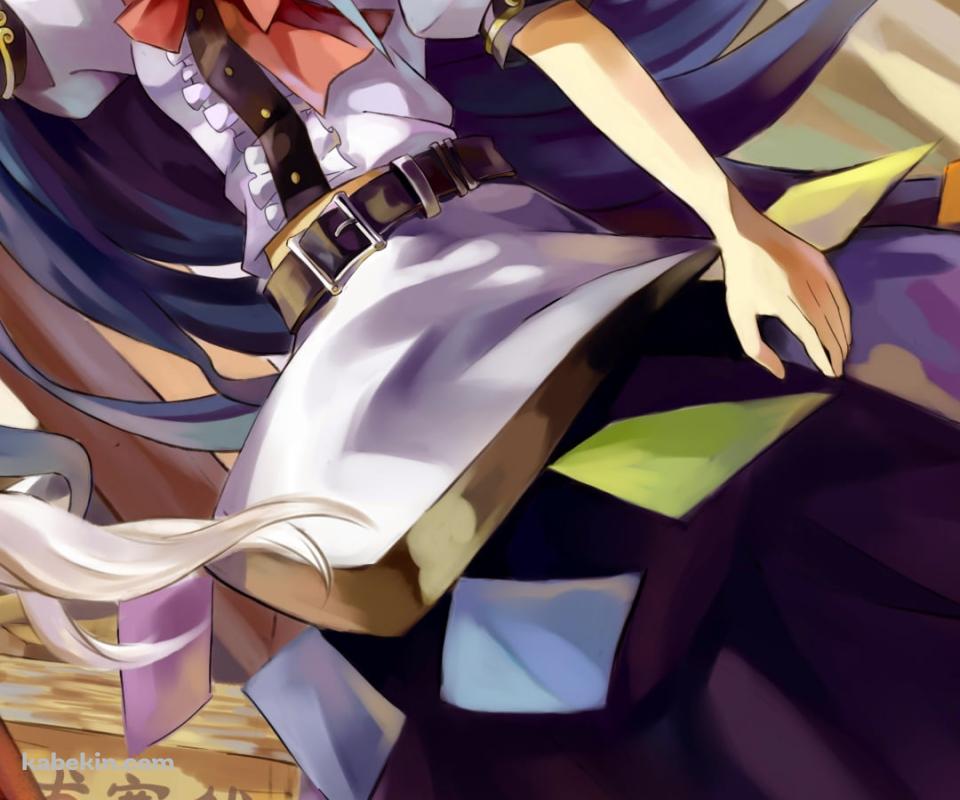 帽子を抑える比那名居天子 / 東方のAndroidの壁紙(960px x 800px) スマホ用