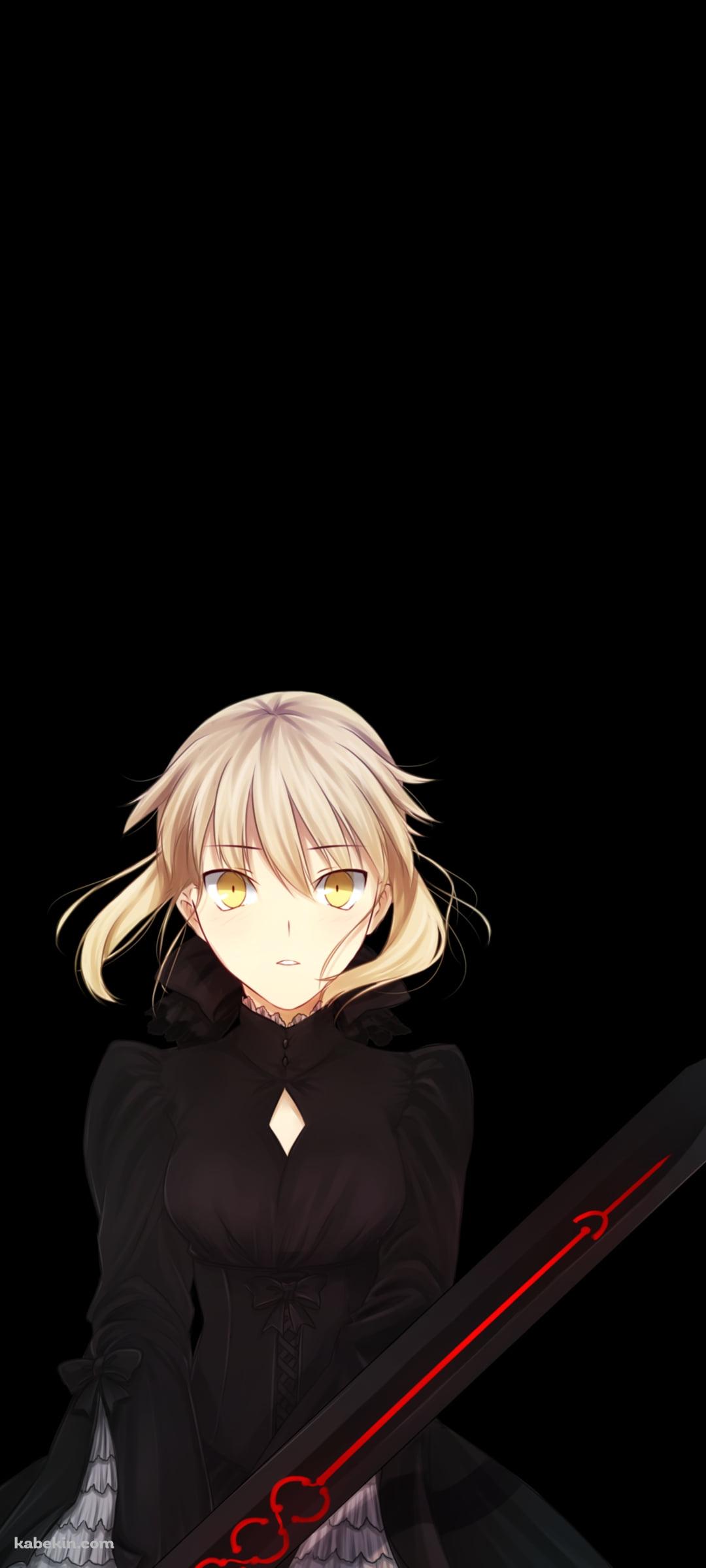 黒い剣を持つ黒いドレスを着たセイバー / セイバーオルタ / アルトリア・ペンドラゴン / FateのAndroidの壁紙(1080px x 2400px) スマホ用