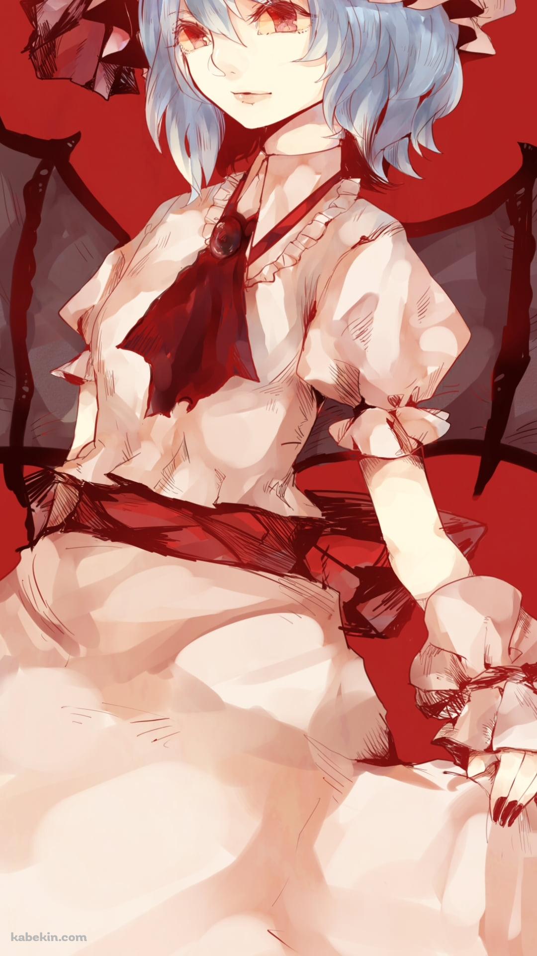 スカートの裾を持つレミリア・スカーレット / ラフスケッチ / 東方のAndroidの壁紙(1080px x 1920px) スマホ用