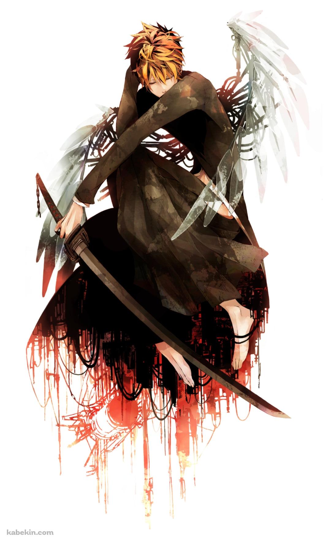 刀を持つ羽の生えた黒崎一護 / BleachのAndroidの壁紙(1080px x 1776px) スマホ用