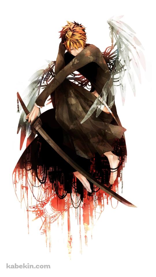 刀を持つ羽の生えた黒崎一護 / BleachのAndroidの壁紙(540px x 960px) スマホ用