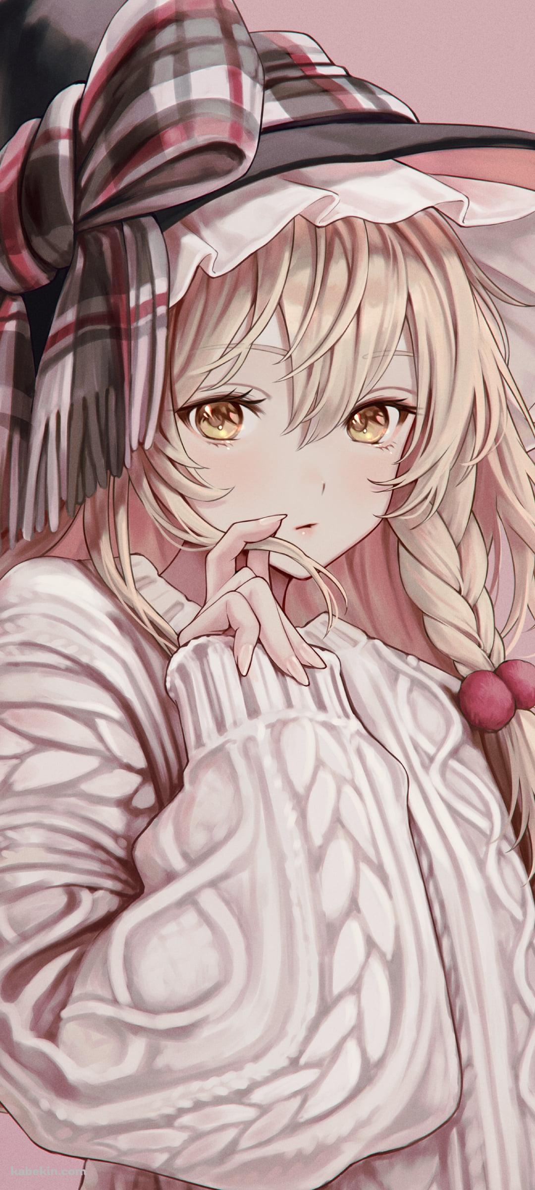 セーターを着た可愛い霧雨魔理沙 / 東方のAndroidの壁紙(1080px x 2400px) スマホ用