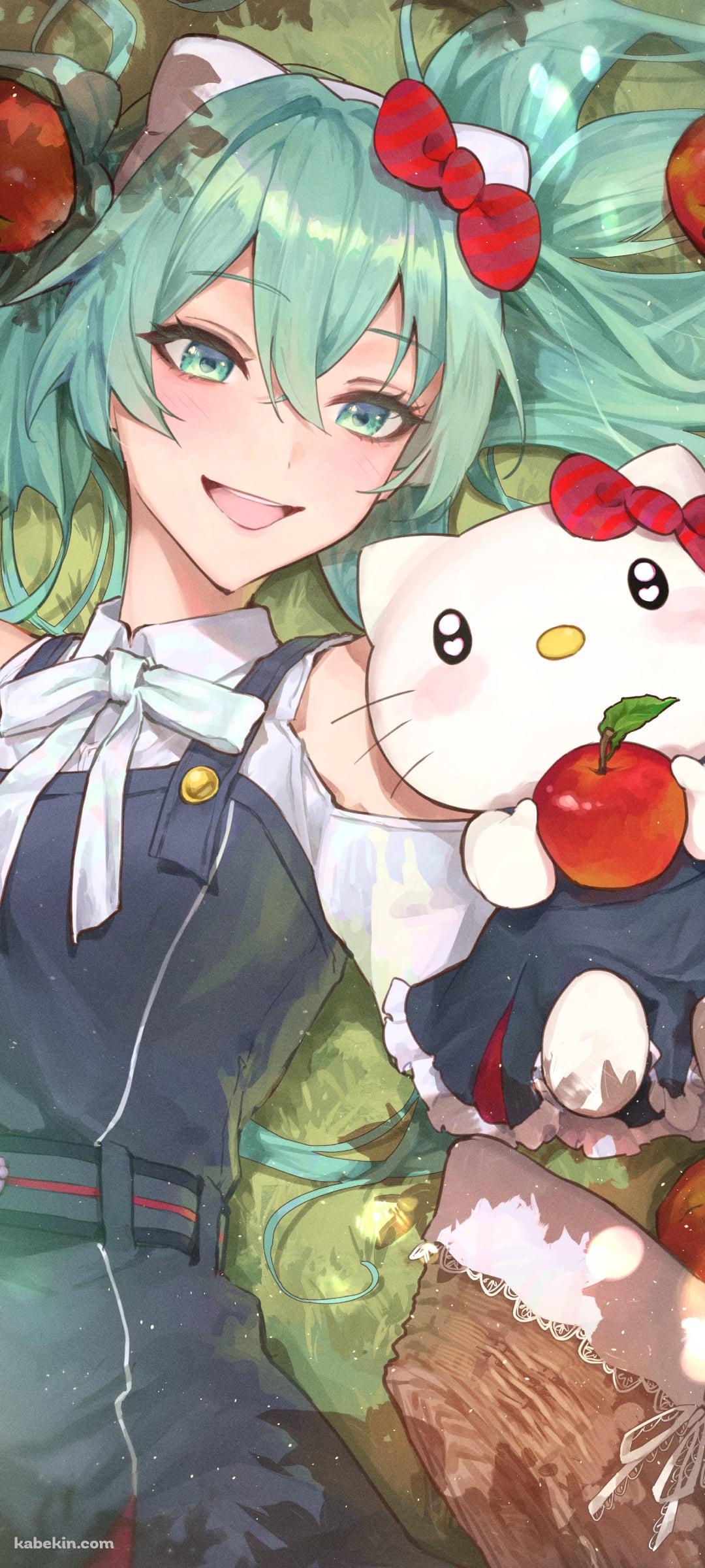 キティちゃんと初音ミク / プロセカのAndroidの壁紙(1080px x 2400px) スマホ用