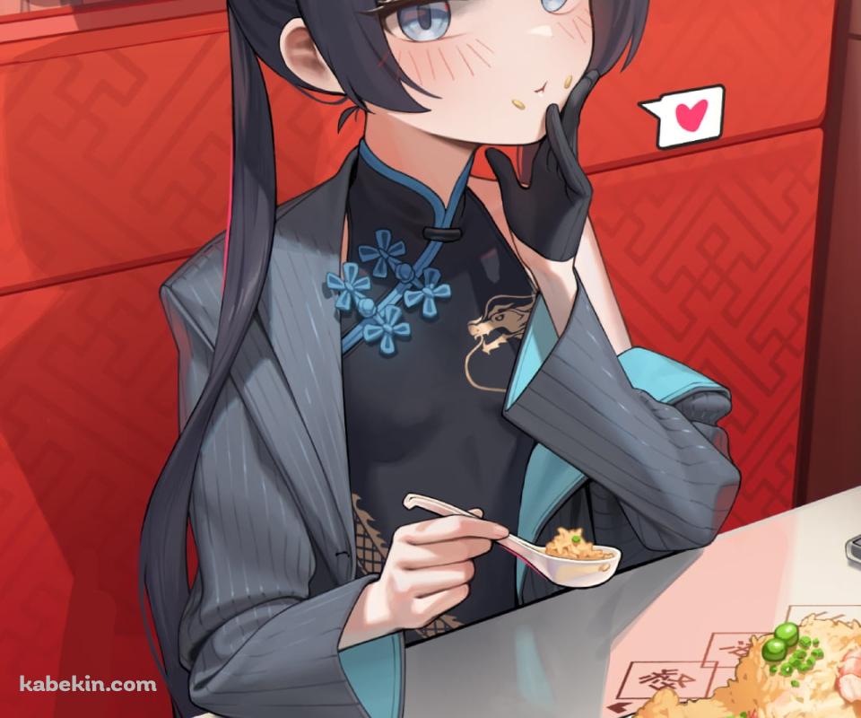 炒飯を食べる竜華キサキ / ブルアカのAndroidの壁紙(960px x 800px) スマホ用