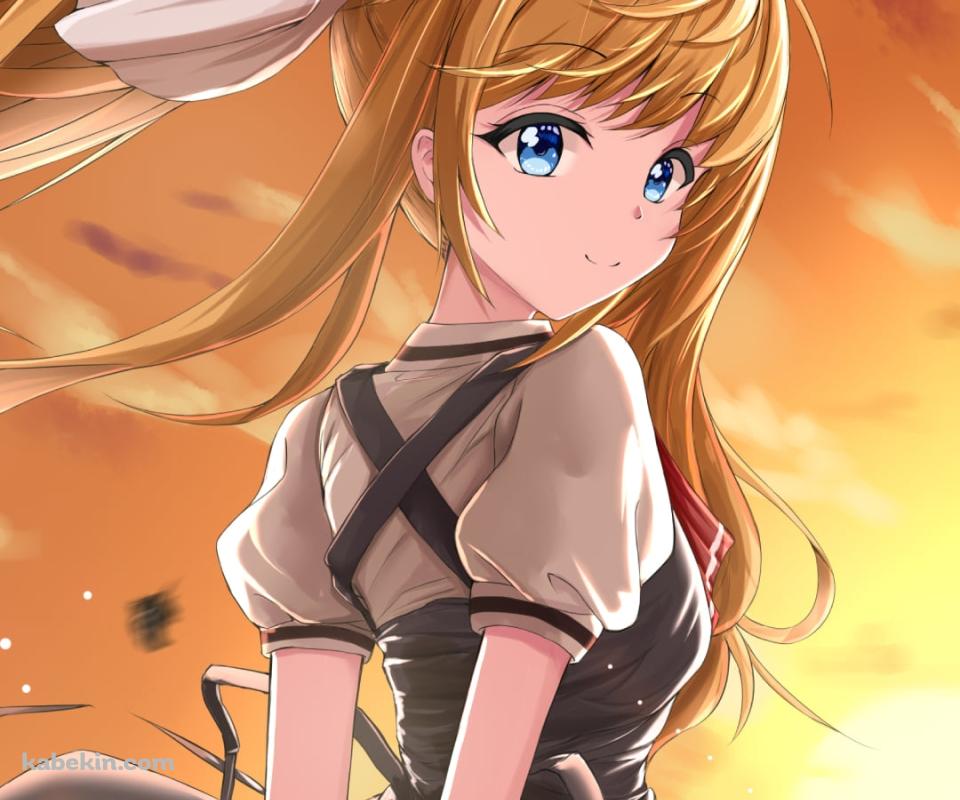 夕陽と黒いドレスを着た神尾観鈴 / AIRのAndroidの壁紙(960px x 800px) スマホ用