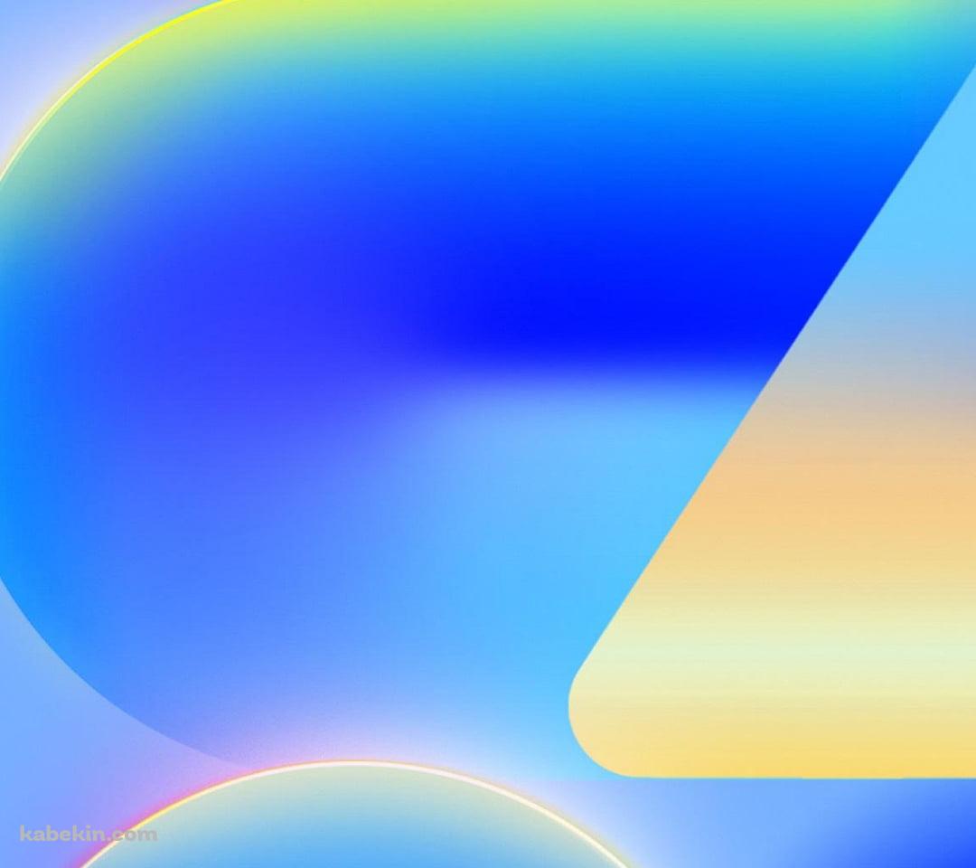 青・黄色・紫の異なる円のAndroidの壁紙(1080px x 960px) スマホ用
