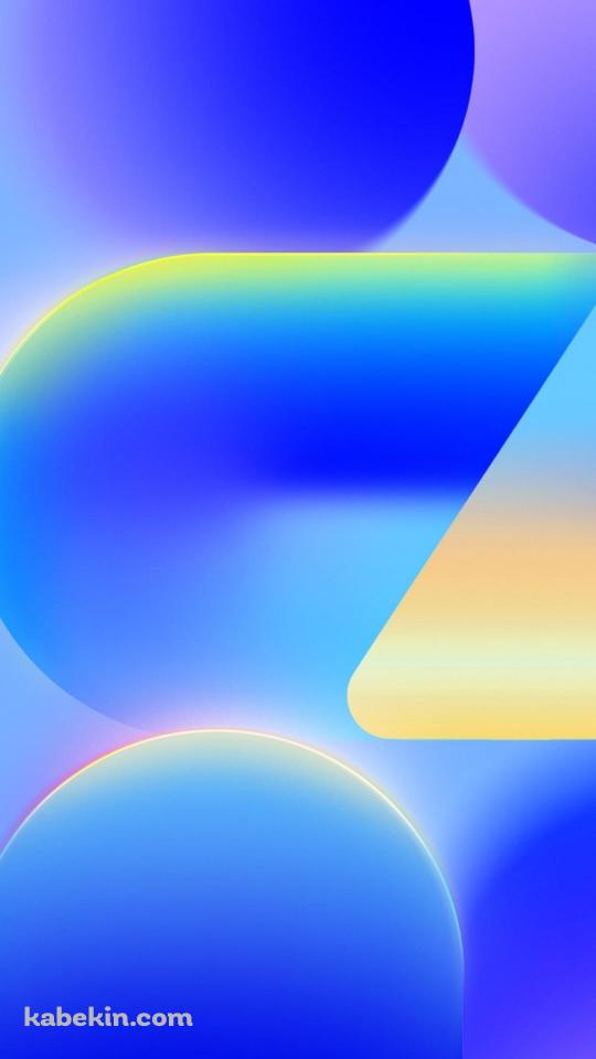 青・黄色・紫の異なる円のAndroidの壁紙(540px x 960px) スマホ用