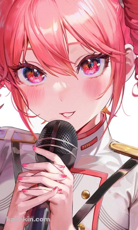 両手でマイクを持つ重音テト / ボカロのAndroidの壁紙(480px x 800px) スマホ用