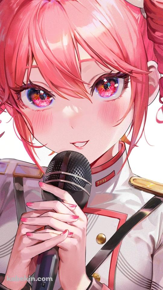 両手でマイクを持つ重音テト / ボカロのAndroidの壁紙(540px x 960px) スマホ用