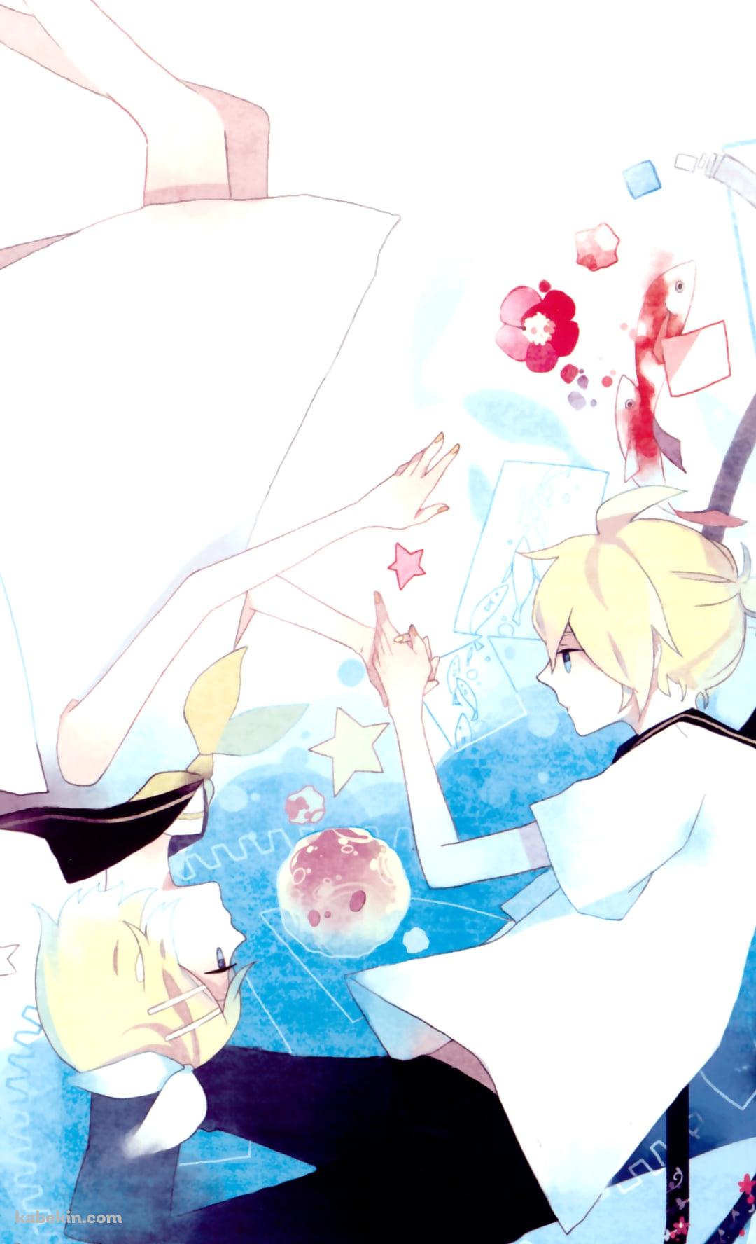 逆さまの鏡音リンと鏡音レン / ボーカロイドのAndroidの壁紙(1080px x 1776px) スマホ用