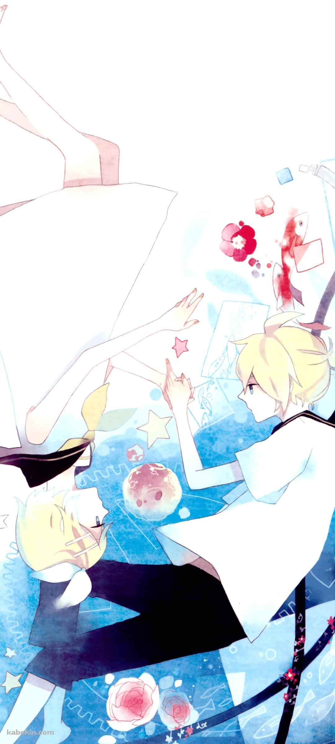 逆さまの鏡音リンと鏡音レン / ボーカロイドのAndroidの壁紙(1080px x 2400px) スマホ用