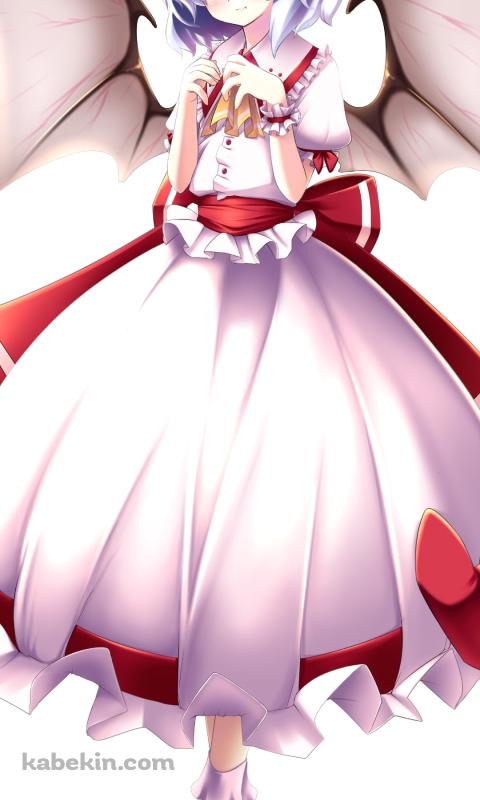 白と赤のドレスを着たレミリア・スカーレット / 東方のAndroidの壁紙(480px x 800px) スマホ用