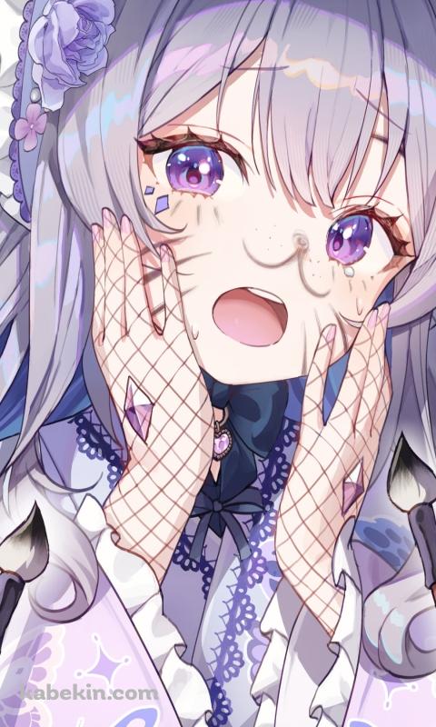筆で顔に落書きをされる古石ビジュー / 可愛い / ホロライブ / バーチャルYouTuber / VtuberのAndroidの壁紙(480px x 800px) スマホ用