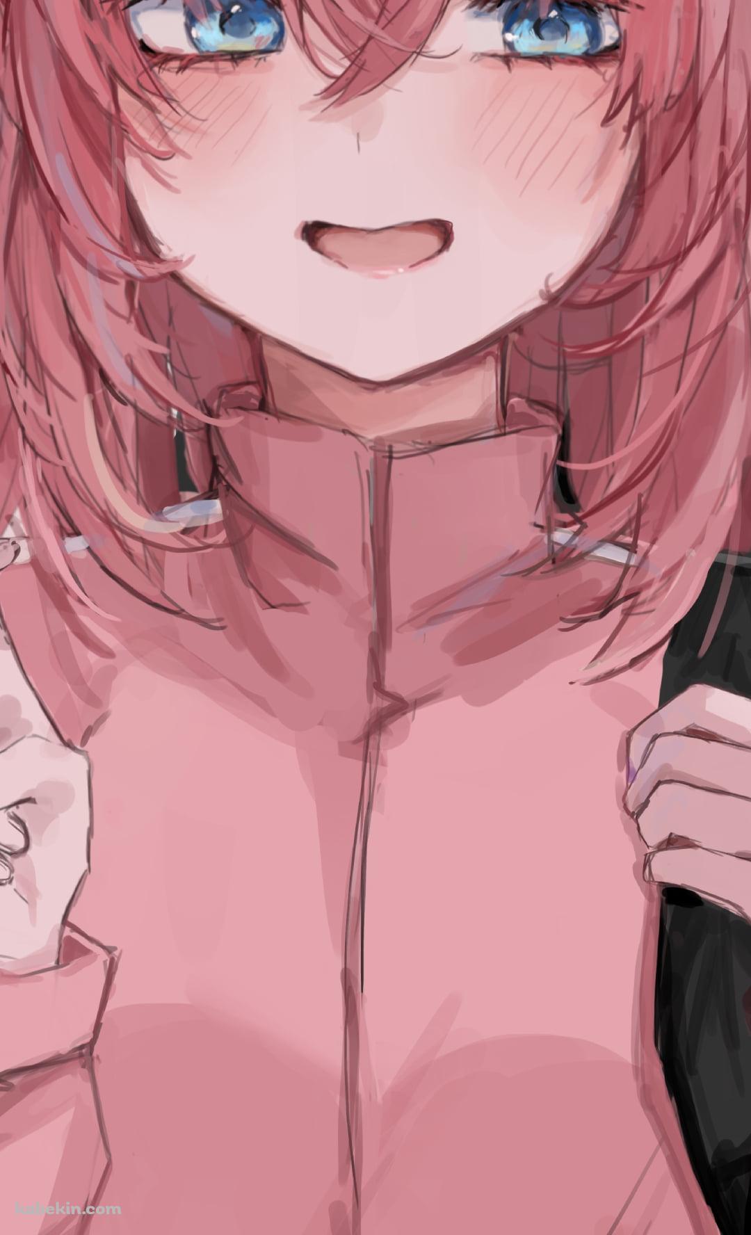 恥ずかしそうにピースをする後藤ひとり / ぼっち・ざ・ろっく!のAndroidの壁紙(1080px x 1776px) スマホ用