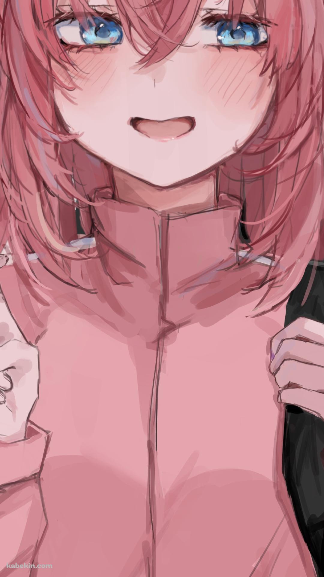 恥ずかしそうにピースをする後藤ひとり / ぼっち・ざ・ろっく!のAndroidの壁紙(1080px x 1920px) スマホ用