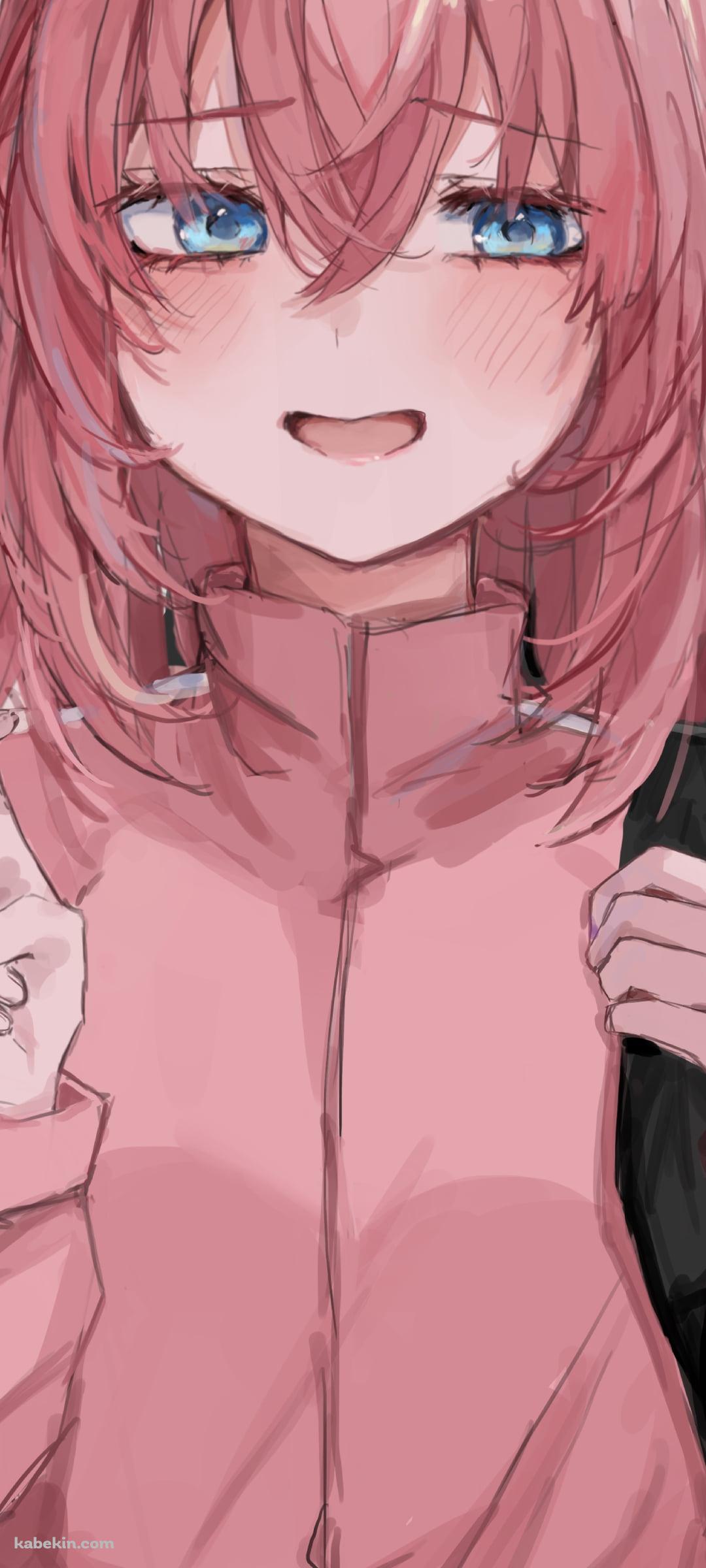 恥ずかしそうにピースをする後藤ひとり / ぼっち・ざ・ろっく!のAndroidの壁紙(1080px x 2400px) スマホ用
