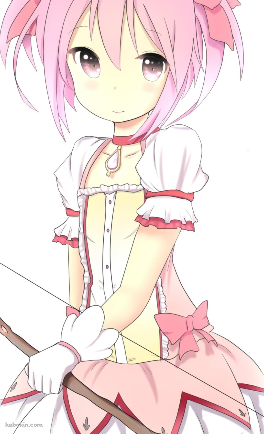 弓を持って正座する鹿目まどか / 魔法少女まどか☆マギカのAndroidの壁紙(1080px x 1776px) スマホ用