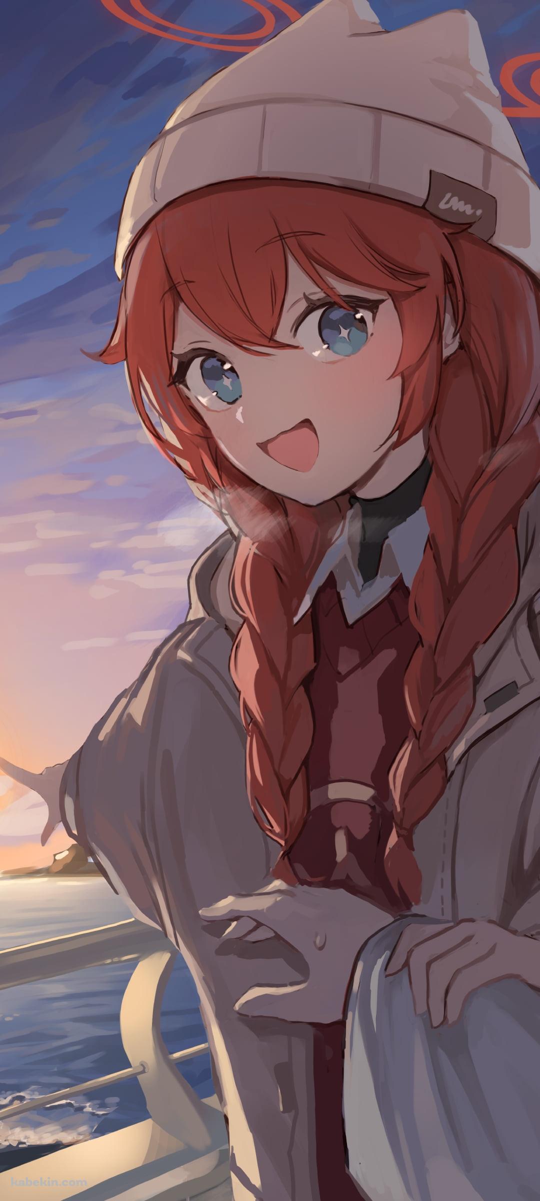 日の出を指さす小塗マキ / ブルーアーカイブのAndroidの壁紙(1080px x 2400px) スマホ用