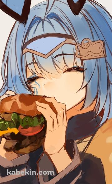 ハンバーガーを食べるSayu Sincronisity / バーチャルYouTuber / VtuberのAndroidの壁紙(360px x 592px) スマホ用