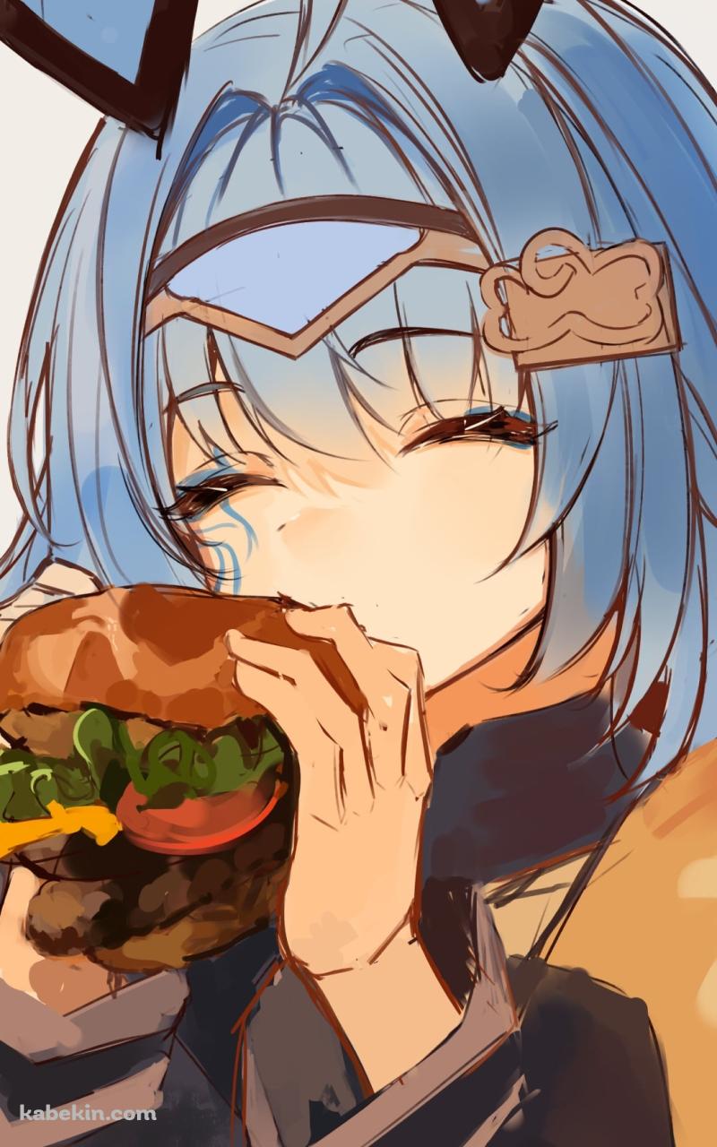 ハンバーガーを食べるSayu Sincronisity / バーチャルYouTuber / VtuberのAndroidの壁紙(800px x 1280px) スマホ用
