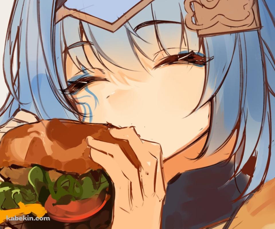 ハンバーガーを食べるSayu Sincronisity / バーチャルYouTuber / VtuberのAndroidの壁紙(960px x 800px) スマホ用