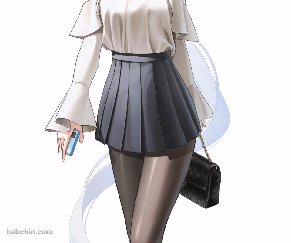 私服姿の神里綾華 / 青いスマホ / 黒い鞄 / 原神のAndroidの壁紙(960px x 800px) スマホ用