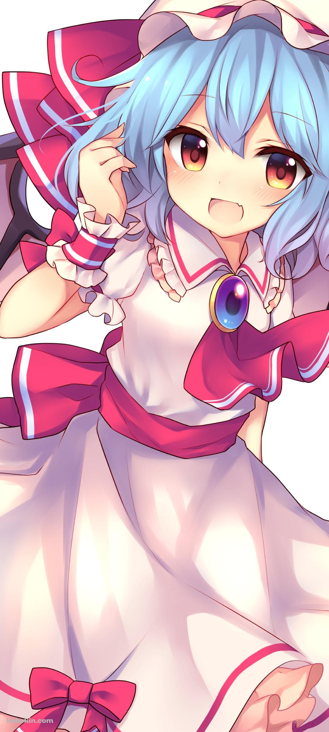 右手で髪を触るプニプニのレミリア・スカーレット / 東方のAndroidの壁紙(1080px x 2400px) スマホ用