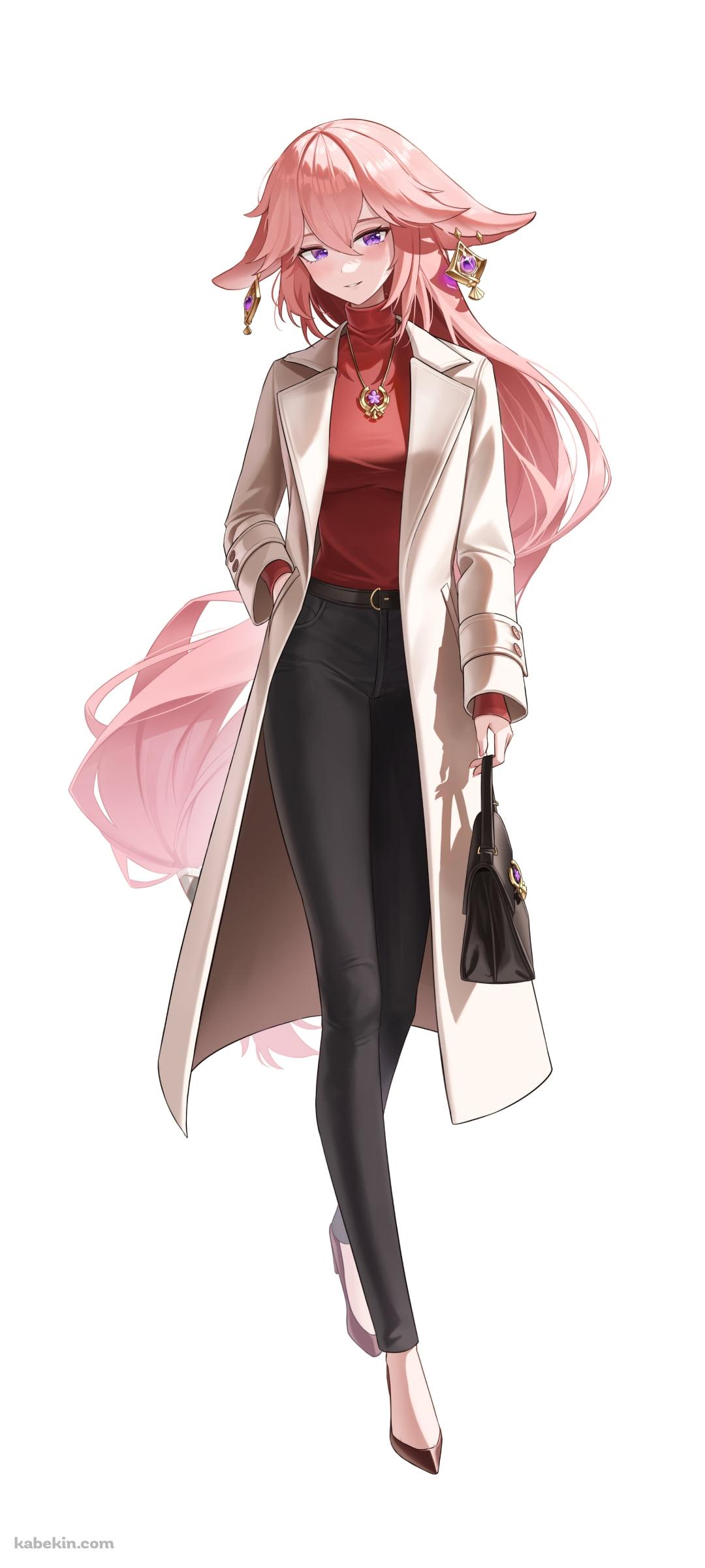私服姿の八重神子 / 原神のAndroidの壁紙(1080px x 2400px) スマホ用