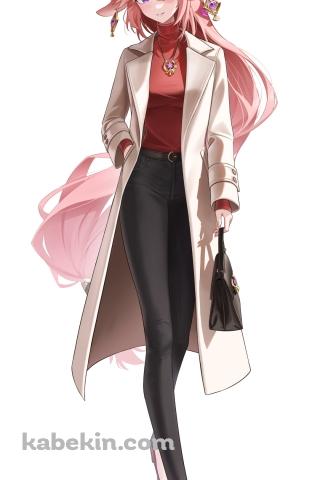 私服姿の八重神子 / 原神のAndroidの壁紙(320px x 480px) スマホ用