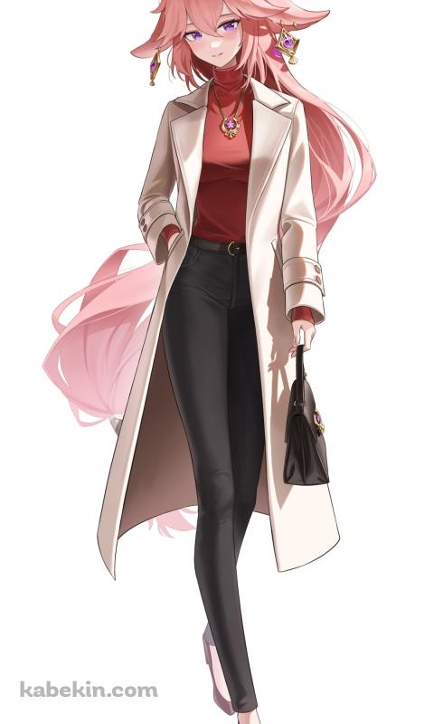 私服姿の八重神子 / 原神のAndroidの壁紙(480px x 800px) スマホ用