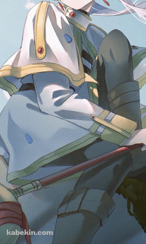 防波堤に座るフリーレン / 葬送のフリーレンのAndroidの壁紙(480px x 800px) スマホ用